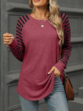 Load image into Gallery viewer, Striped Round Neck Long Sleeve T-Shirt
