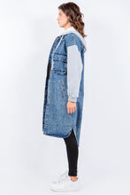 Load image into Gallery viewer, American Bazi Contrast Longline Hooded Denim Jacket
