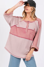 Load image into Gallery viewer, SAGE + FIG Star Applique Patch Exposed Seam Waffle Knit Top
