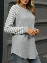 Load image into Gallery viewer, Striped Round Neck Long Sleeve T-Shirt
