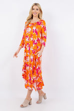 Load image into Gallery viewer, Celeste Full Size Pick-Up Hem Asymmetric Floral Midi Dress
