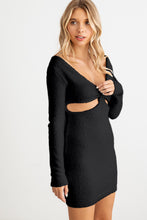 Load image into Gallery viewer, HERA COLLECTION Fluffy Bow Cut-Out Detail Long Sleeve Mini Dress

