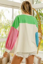 Load image into Gallery viewer, BiBi Color Block Patched Long Sleeve Top
