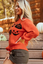 Load image into Gallery viewer, Pumpkin Pattern Round Neck Sweater
