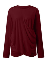 Load image into Gallery viewer, Ruched Round Neck Long Sleeve T-Shirt
