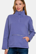 Load image into Gallery viewer, Zenana Turtleneck Half Snap Fleece Sweatshirt
