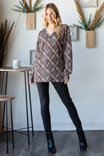 Load image into Gallery viewer, Heimish Plaid Exposed Seam V-Neck T-Shirt
