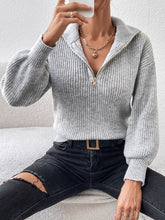 Load image into Gallery viewer, Honey Half Zip Dropped Shoulder Sweater
