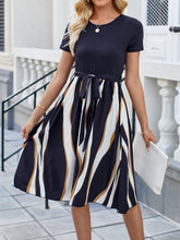 Load image into Gallery viewer, Printed Round Neck Short Sleeve Dress
