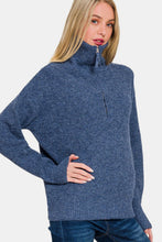 Load image into Gallery viewer, Zenana Half Zip Long Sleeve Sweater
