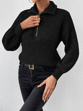 Load image into Gallery viewer, Honey Half Zip Dropped Shoulder Sweater
