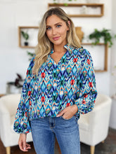 Load image into Gallery viewer, Double Take Full Size Printed Balloon Sleeve Blouse
