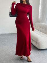 Load image into Gallery viewer, Devine Ruched Long Sleeve Maxi Dress
