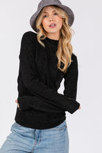 Load image into Gallery viewer, SAGE + FIG Glitter Mock Neck Lettuce Hem Long Sleeve Top
