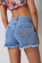 Load image into Gallery viewer, Distressed Raw Hem Denim Shorts
