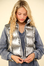 Load image into Gallery viewer, VERY J Shiny Metallic Zip Up Puffer Vest
