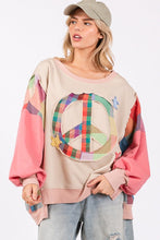 Load image into Gallery viewer, SAGE + FIG Full Size Contrast Peace Patch Dropped Shoulder Sweatshirt
