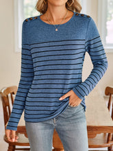 Load image into Gallery viewer, Lovelet Striped Round Neck Long Sleeve T-Shirt
