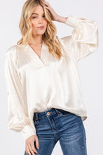 Load image into Gallery viewer, SAGE + FIG Notched Long Sleeve Blouse
