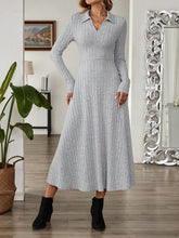 Load image into Gallery viewer, Ribbed Johnny Collar Long Sleeve Dress
