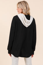 Load image into Gallery viewer, BOMBOM Textured Button Down Drawstring Hooded Shacket
