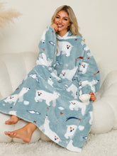 Load image into Gallery viewer, Fuzzy Pocketed Long Sleeve Hooded Lounge Dress
