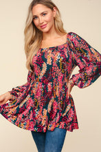 Load image into Gallery viewer, Haptics Full Size Peplum Floral Square Neck Blouse
