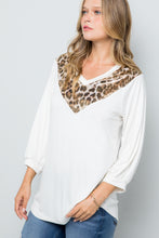 Load image into Gallery viewer, Celeste Full Size Leopard Contrast Balloon Sleeve Top
