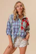 Load image into Gallery viewer, BiBi Color Block Plaid Button Down Shirt
