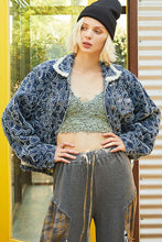 Load image into Gallery viewer, POL Flower Textured Raw Hem Long Sleeve Denim Jacket
