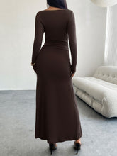 Load image into Gallery viewer, Devine Ruched Long Sleeve Maxi Dress
