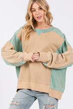Load image into Gallery viewer, SAGE + FIG Color Block Round Neck Sweatshirt
