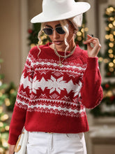 Load image into Gallery viewer, Perfee Geometric Round Neck Long Sleeve Sweater
