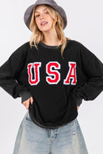Load image into Gallery viewer, SAGE + FIG USA Letter Patch Round Neck Sweatshirt
