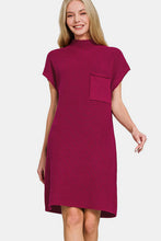 Load image into Gallery viewer, Zenana Mock Neck Short Sleeve Sweater Dress
