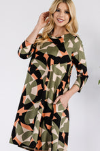 Load image into Gallery viewer, Celeste Full Size Geometric Round Neck Dress with Pockets
