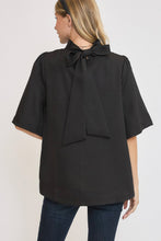 Load image into Gallery viewer, Umgee Bow Tie Back Mock Neck Half Sleeve Blouse
