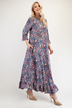 Load image into Gallery viewer, Celeste Full Size Ruffle Hem Paisley Round Neck Dress
