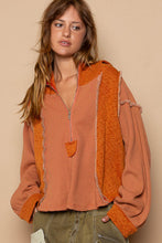 Load image into Gallery viewer, POL Half Zip Exposed Seam Contrast Thermal Hoodie
