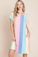 Load image into Gallery viewer, BOMBOM Striped Short Sleeve Dress with Pockets
