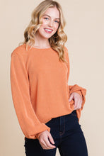 Load image into Gallery viewer, BOMBOM Long Sleeve Curved Hem Ribbed T-Shirt
