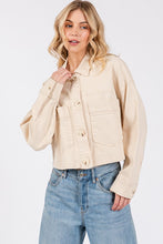 Load image into Gallery viewer, bytos Button Down Cropped Denim Jacket with Patch Pockets
