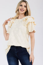 Load image into Gallery viewer, Celeste Full Size Ruffle Layered Short Sleeve Daisy Floral Top
