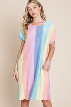 Load image into Gallery viewer, BOMBOM Striped Short Sleeve Dress with Pockets
