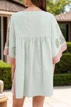 Load image into Gallery viewer, Printed V-Neck Three-Quarter Sleeve Mini Dress
