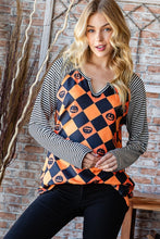 Load image into Gallery viewer, Heimish Full Size Checkered Contrast Striped Long Sleeve T-Shirt
