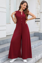 Load image into Gallery viewer, Half Button Wide Leg Jumpsuit with Pockets
