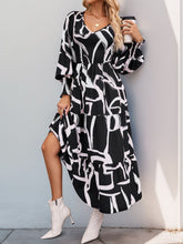 Load image into Gallery viewer, Perfee Smocked Printed Long Sleeve Midi Dress
