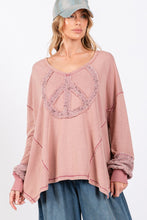 Load image into Gallery viewer, SAGE + FIG Peace Sign Mineral Wash Terry Top
