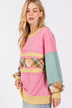 Load image into Gallery viewer, SAGE + FIG Mineral Wash Raw Edge Color Block Sweatshirt
